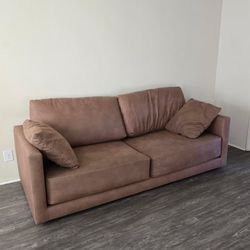 Alicia Saddle Brown Vegan Faux Leather 90" Sofa | Fabric | Loose Reversible Back