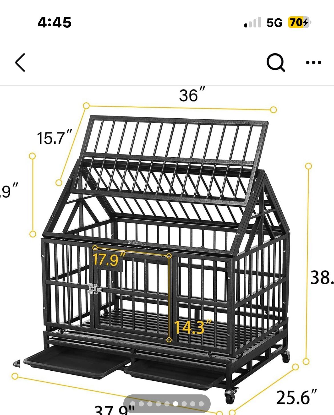 Heavy-Duty Metal Dog Cage in Brown Black - Medium 38 in.