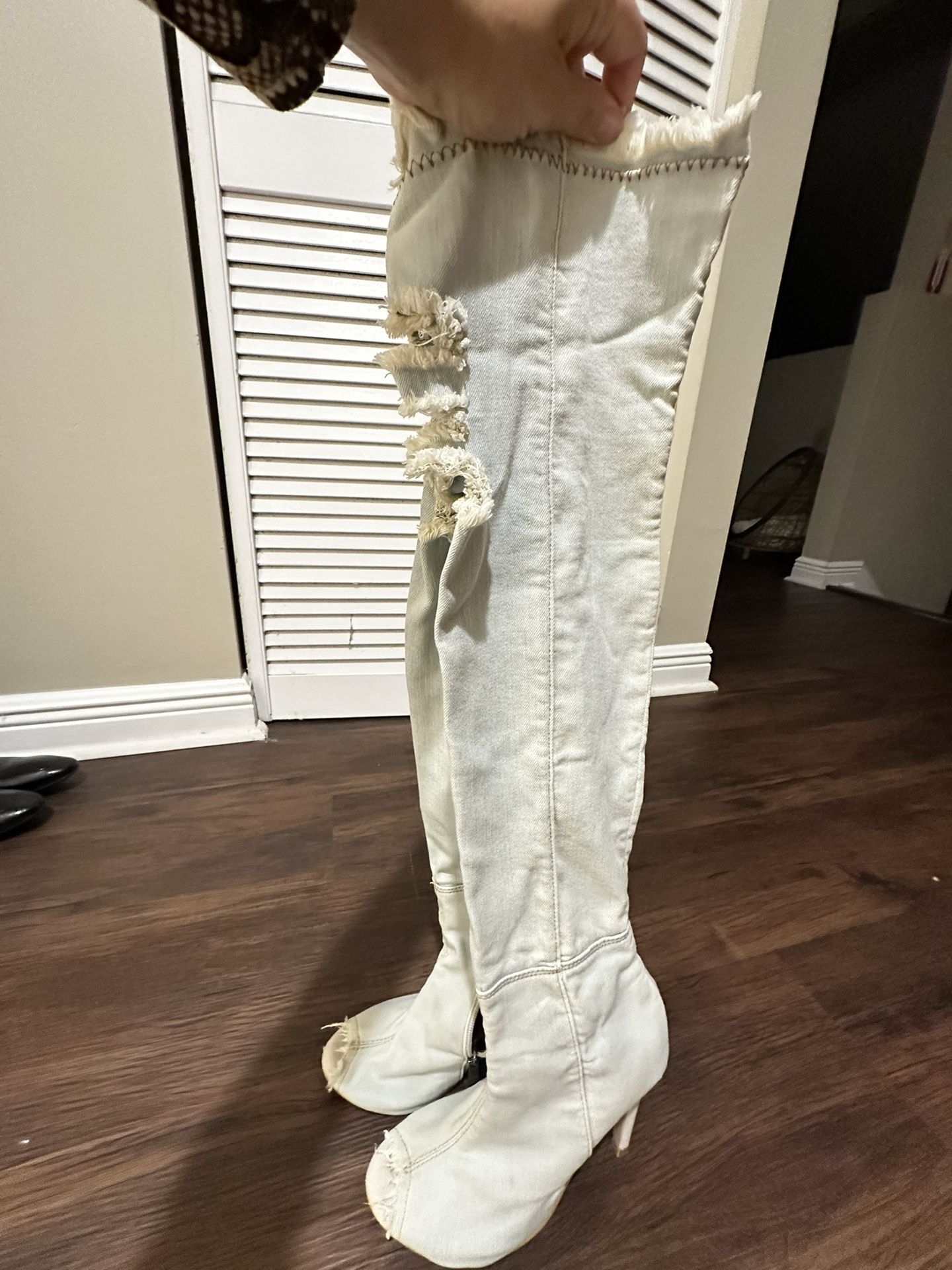 White Knee-High Boots