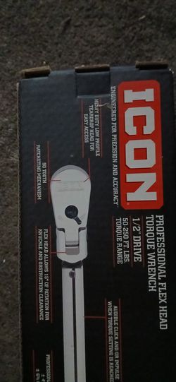$$ICON 1/2 in. Drive, 50 to 250 ft-lbBRAND NEW! Professional Flex-Head Click Torque Wrench $ALE