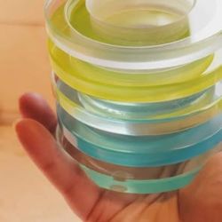 Vintage Vibrant PartyLite “PRISM” Round/Circular Glass Candleholder MCM/Atomic Style
