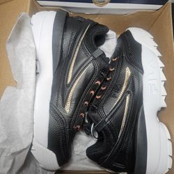 Fila Disruptor II EXP Womens US 7.5 Black Chunky Heel Sneakers