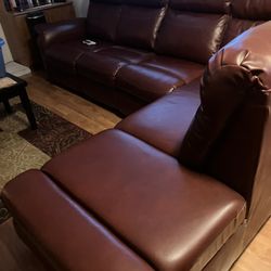 Power Reclining Sectional Leather Sofa 