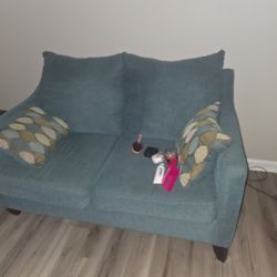 Love Seat With Lamps And Side Table