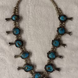 Vintage Navajo Turquoise Squash Blossom
