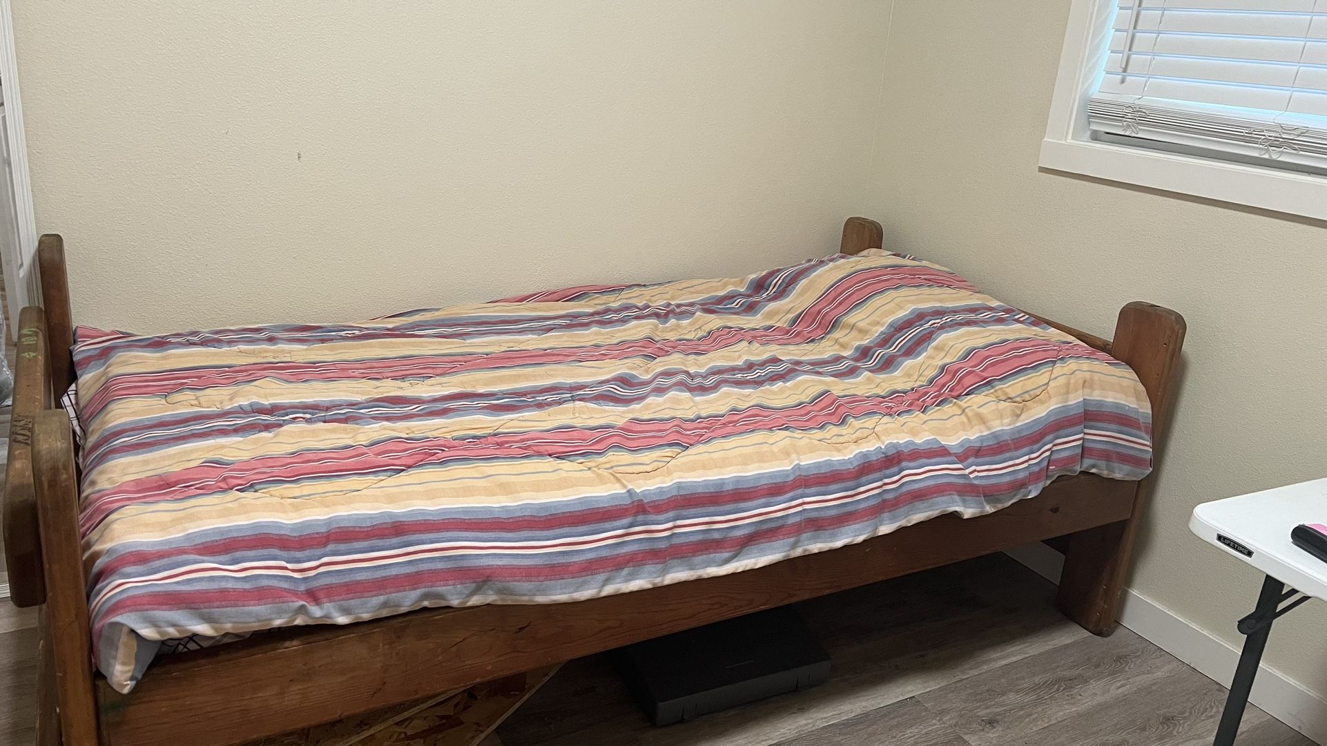 Free Twin Wooden Bedframe And Mattress 