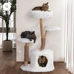 White angel' cloud-inspired modern jungle cat tree