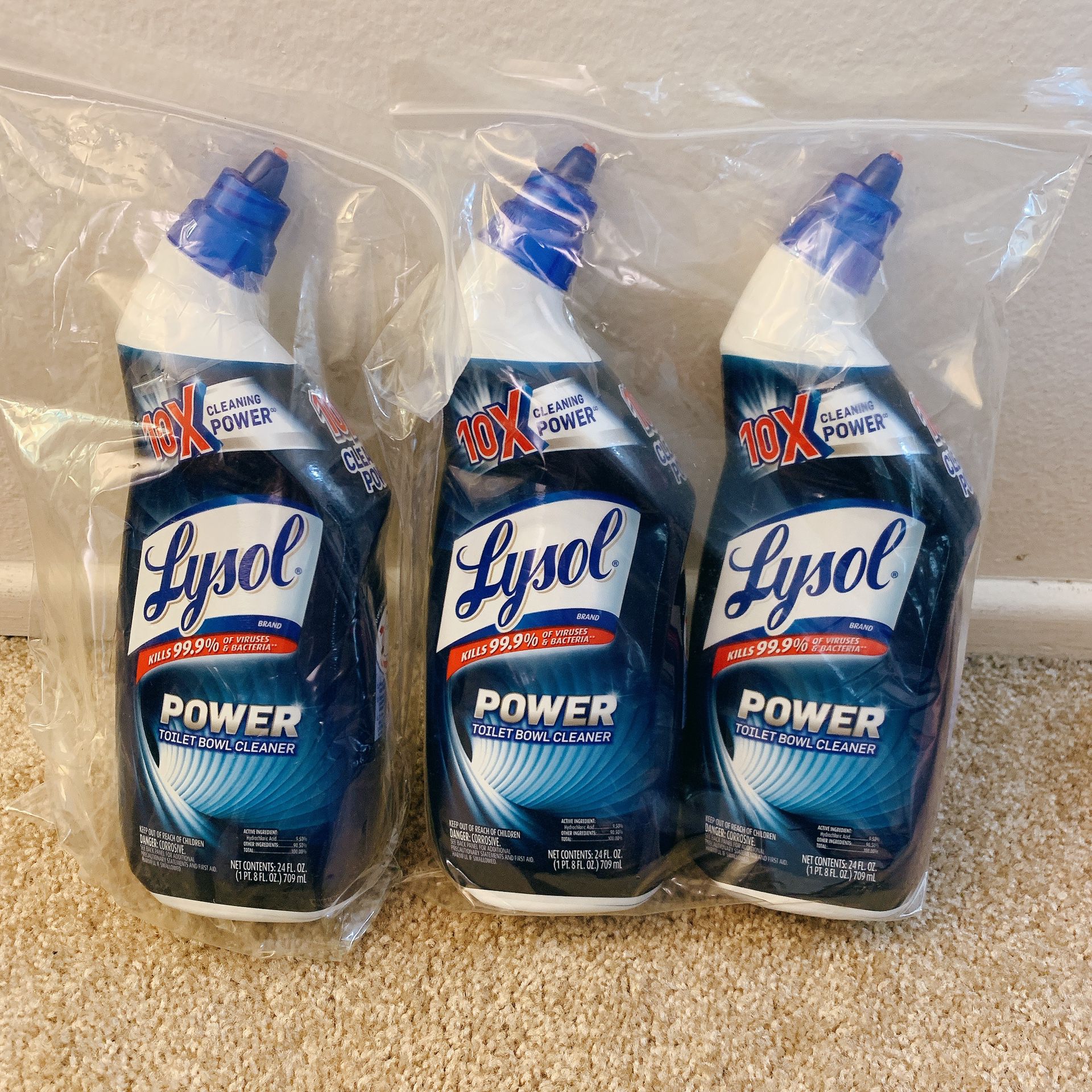 LYSOL Power Toilet Bowl Cleaner, pack of 3