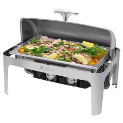 ROVSUN 9 QT Roll Top Rectangular Chafing Dish Buffet Set with Full Size Pan