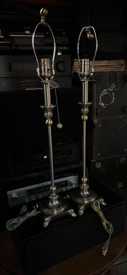 Pair of Brass Candlestick Table Lamps