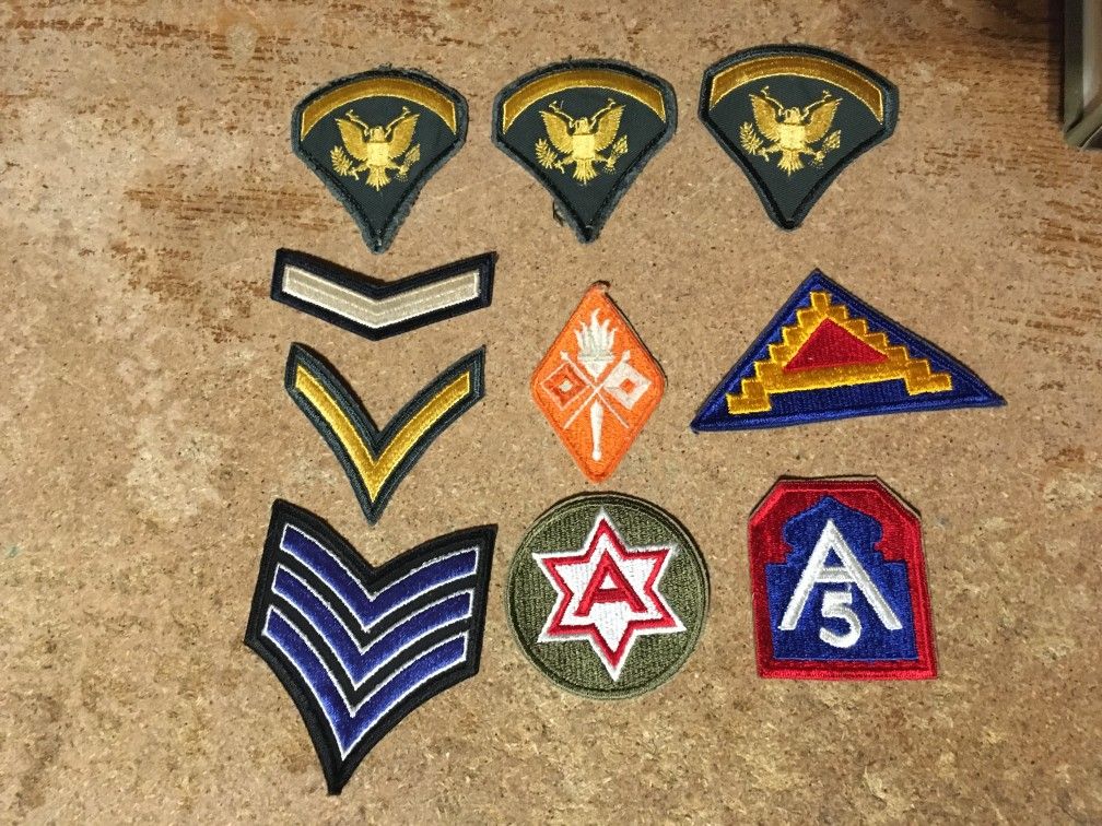 Lot Of 10 Military US Army Patches Fifth Army 6th 7th Signal Corpse Special 5 Spec Rank