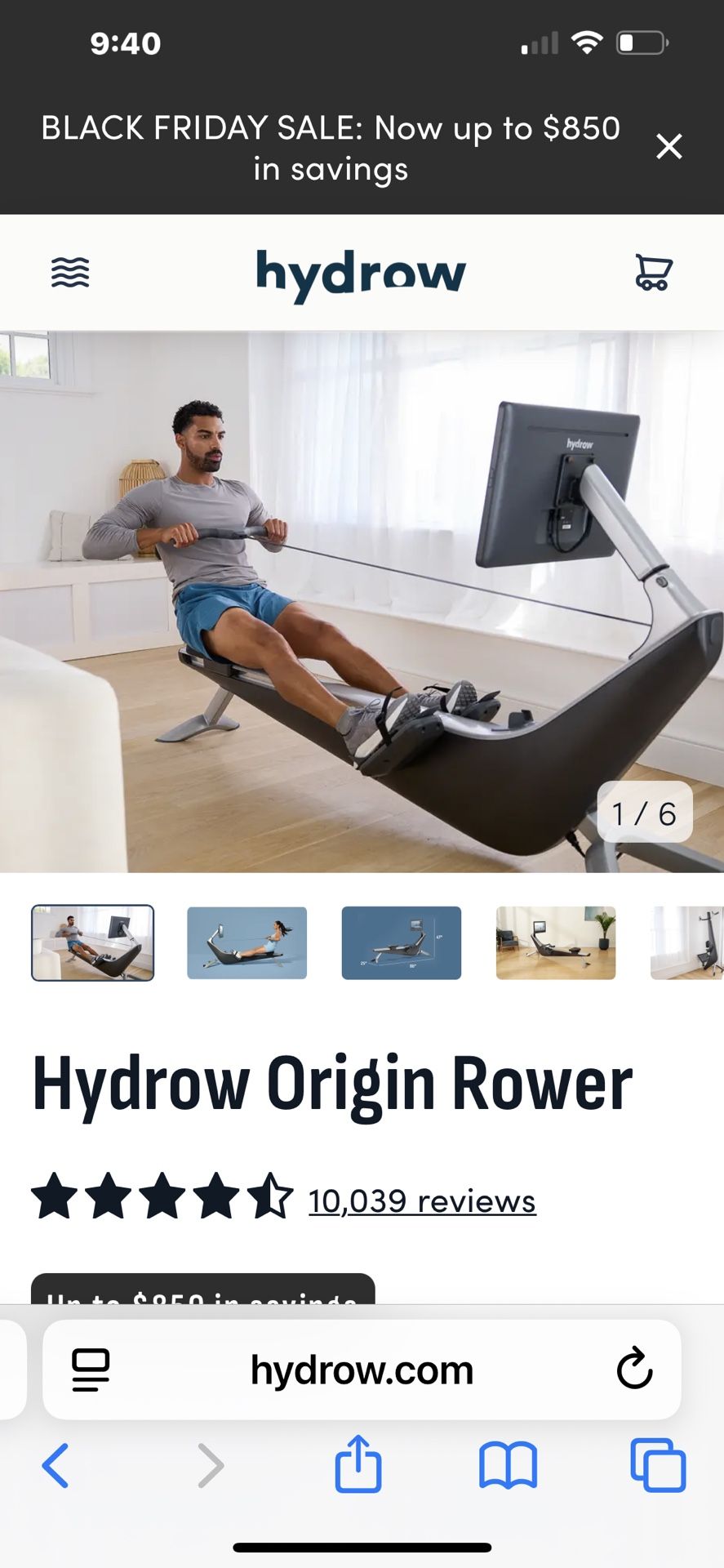 Hydrow Origin Rowing machine 
