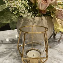 Gold Glass Candle Holder