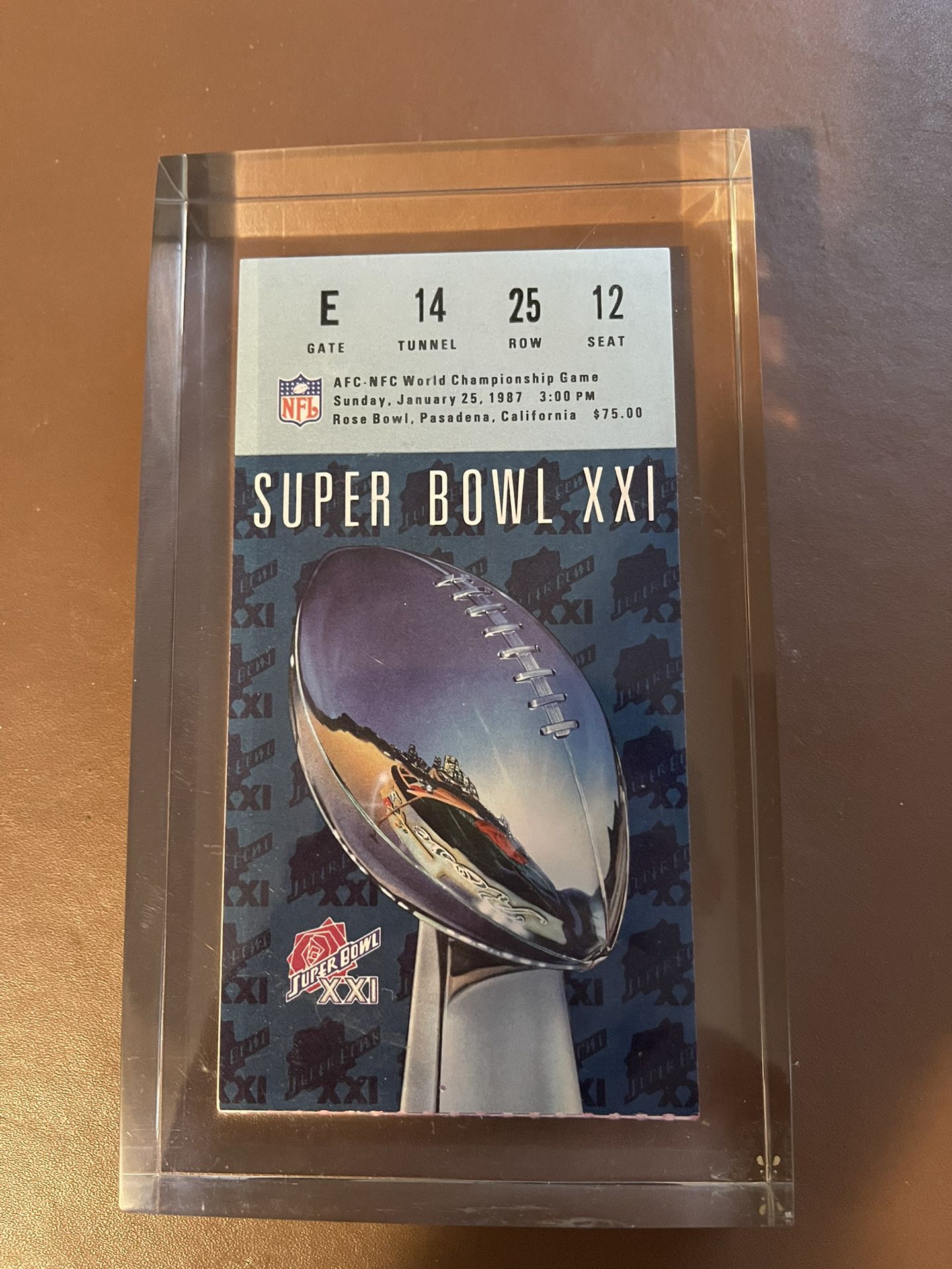 Super Bowl XXI Framed Ticket