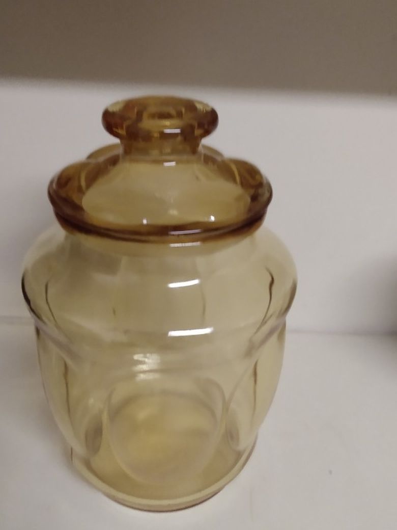 Antique Amber Glass Canister