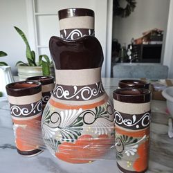 Jarra De Borro 6 Vasos  Mexican Jarras