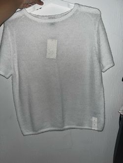 White Knit Short Sleeve Sweater Top
