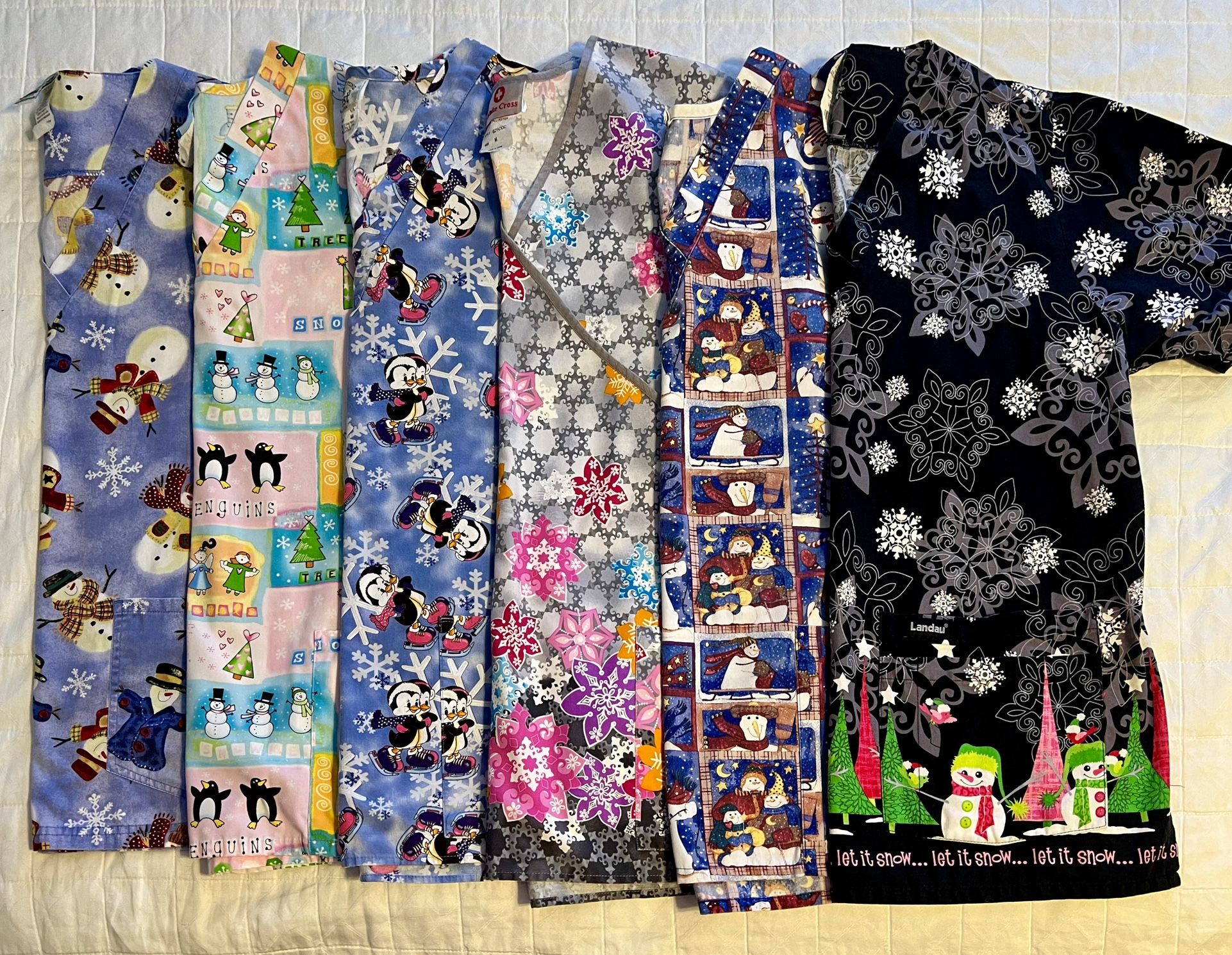 Winter Themed Scrub Tops