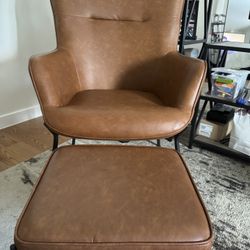 Industrial Lounge Chair/Ottoman Set