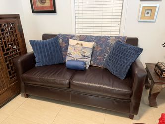 West Elm Dark Brown Leather Sleeper Sofa