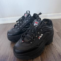 FILA Wedge Platform sneakers in black
