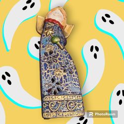 Blue Christmas Angel Candlestick Holder 