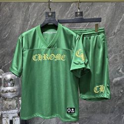 Green Chrome Mesh Set – Jersey + Shorts 