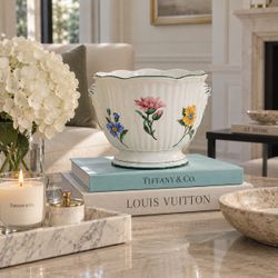 Authentic Vintage Tiffany & Co. Sintra Floral Porcelain Cachepot/Planter