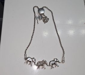 Disney Silver Elephant Charm Necklace