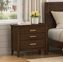 Dark Walnut Acacia 25.8-in W x 25-in H Modern Nightstand