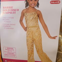 Girls Barbie gold disco jumpsuit. Halloween costume 