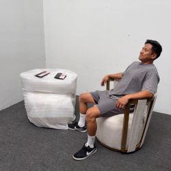 2x *Brand New* Half Priced - Paolo Cream Textured Weave Swivel Chair - High Quality