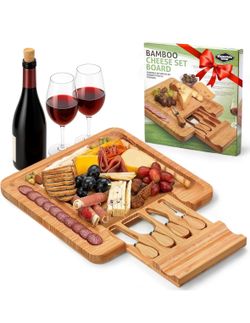 UNOPENED Charcuterie Board Gift Set – Bamboo Cheese Board w/ Knife Set