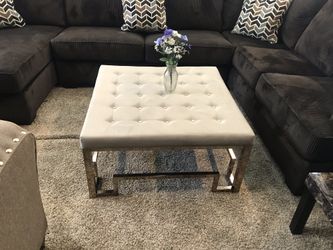 👑Accent Coffee table fabric Tufted top with gold legs 👑 JORDAN HOME FURNITURE 👑