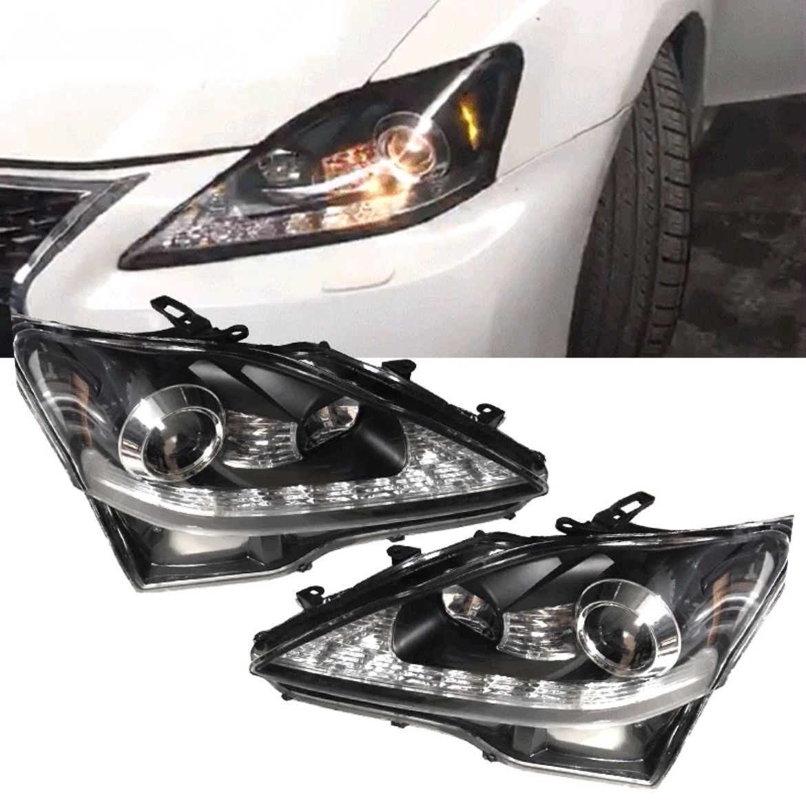 06-13 Lexus IS250 / IS350 Black Housing Headlights