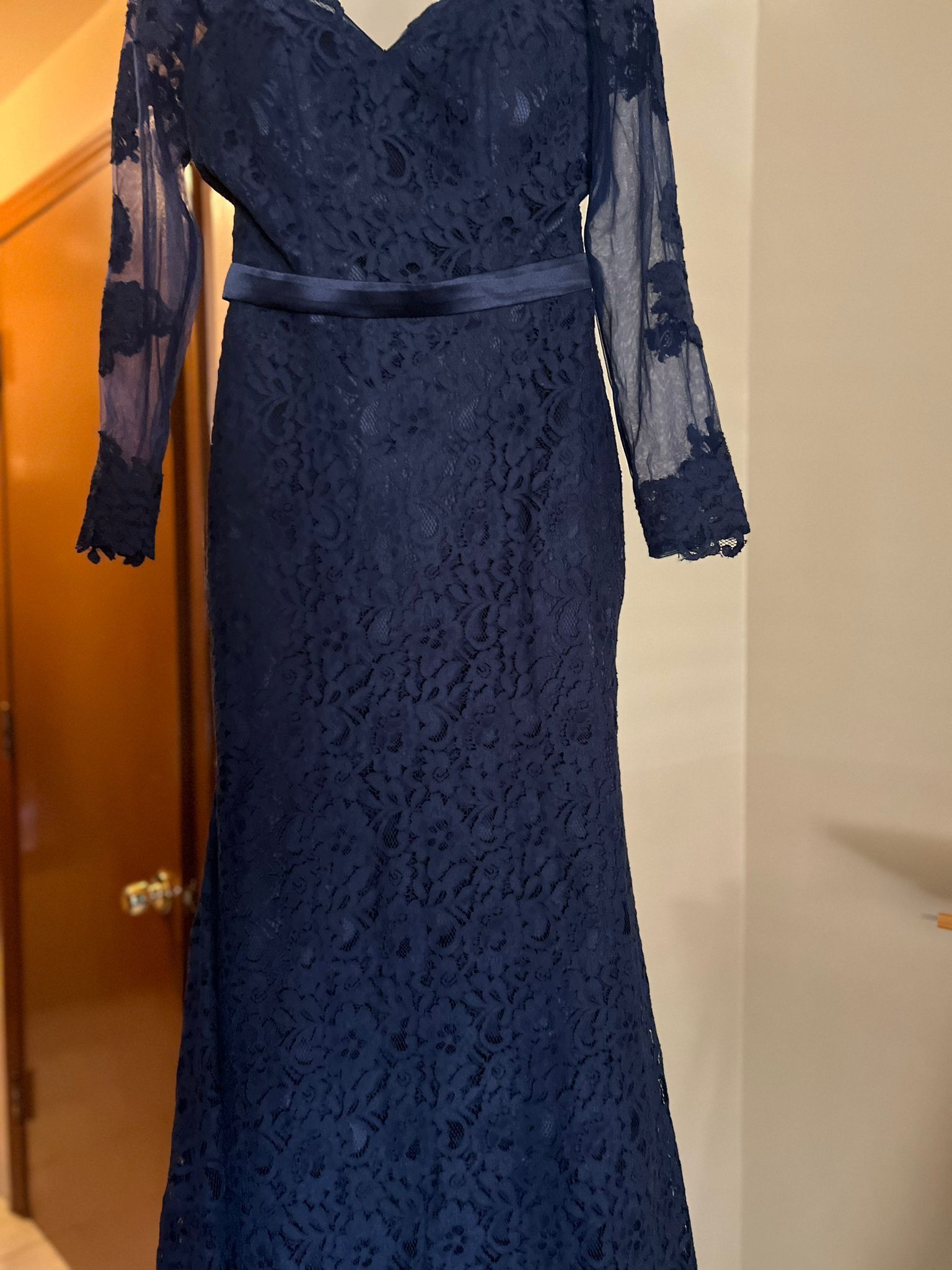 Navy Blue Lace Mermaid Dress