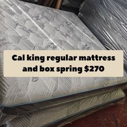 Cal King Regular Mattress And Box Spring 