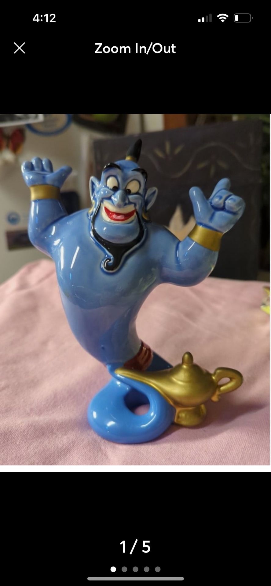 Vintage DISNEY Aladdin's Genie with Lamp Ceramic Porcelain Figurine