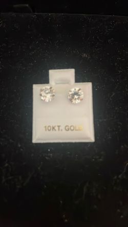 2 Pairs Of 10kt Gold AAA CZ Earrings