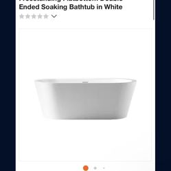 Adecab 61 in. x 31.3 in. Acrylic Freestanding Flatbottom Double Ended Soaking Bathtub in White