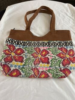 Hand Made Leather And Embroidered Hand Bag