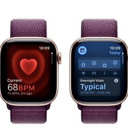 Apple Watch Series 10 (GPS) 42mm Aluminum Case With Plum Sport Loop - Rose Gold (Brand New)