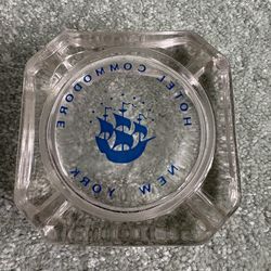 Vintage square glass ashtray from the Hotel Commodore in New York City Vintage square glass ashtray from the Commodore hotel in New York City