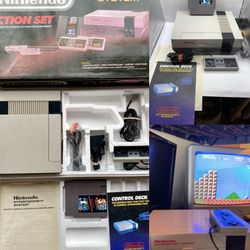 Original Nintendo NES Action Set System Console in Box Mario No Zapper CIB Manual