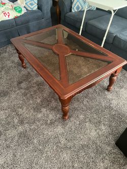 Wood and glass coffee table