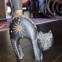 Indonesian Wood Carved Cat