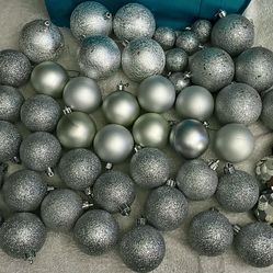 50-pc Mixed Lot of Silver Shatterproof Ball Ornaments #3 