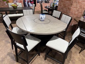 7PC Gray / Black Dining Table Set