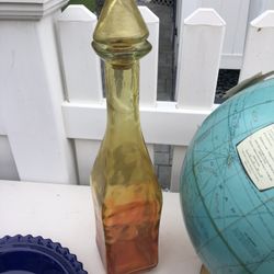 Yellow And Orang-Utan Red Ombré Glass Bottle With Cork/glass Top