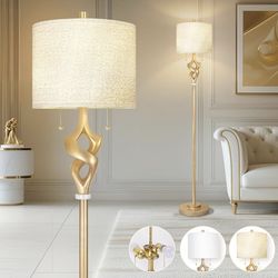 Scenekoy Sculptural 65.5” Floor Lamp for Living Room Bedroom, Gold Leaf Finish